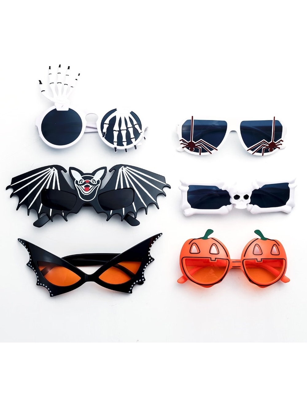 Halloween Costume Sunglasses Set - Pumpkin, Bat, Skeleton, Spider